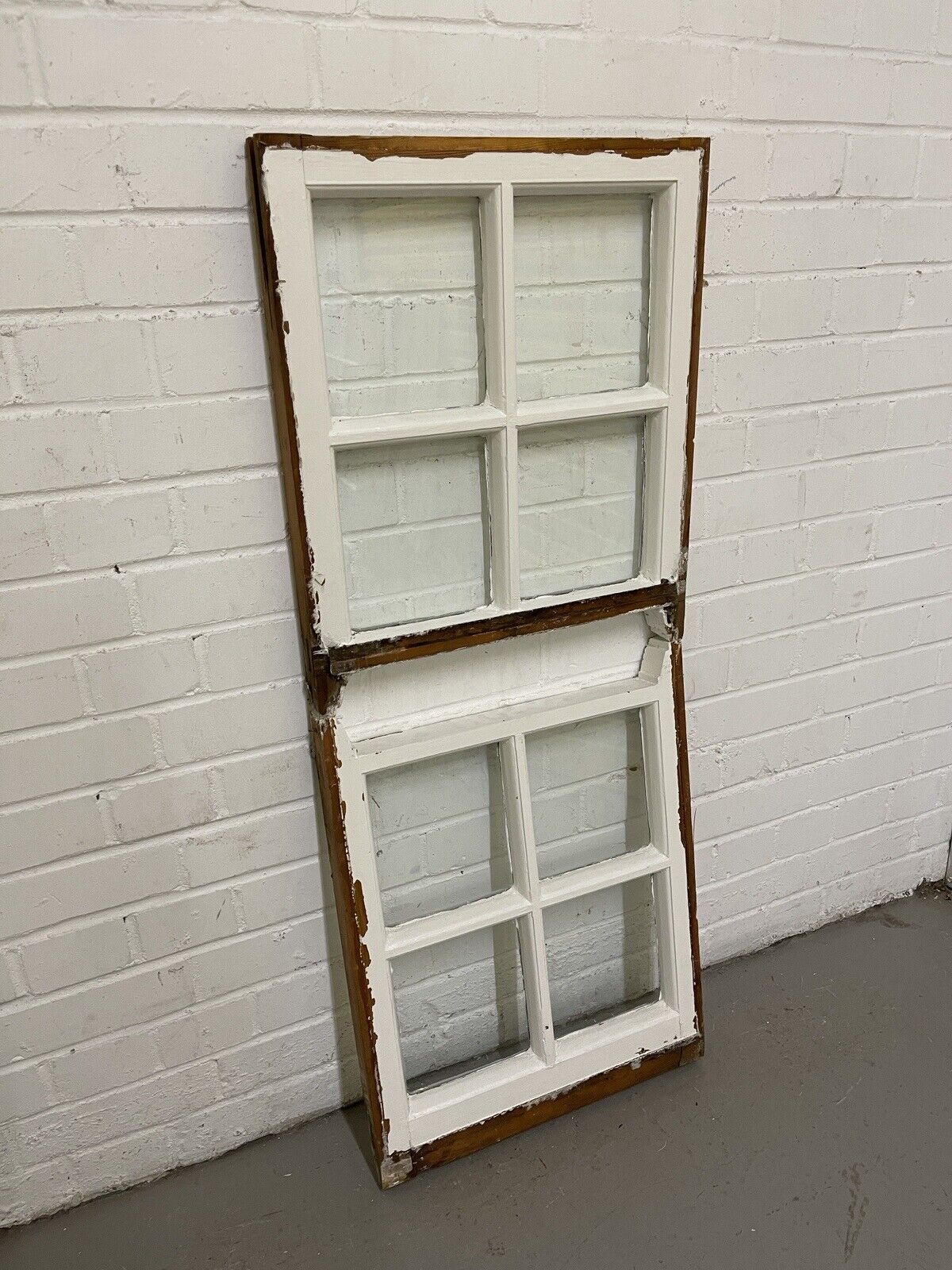 Pair Of Reclaimed Georgian 4 Panel Wooden Panel Sash Window 547 x 463mm