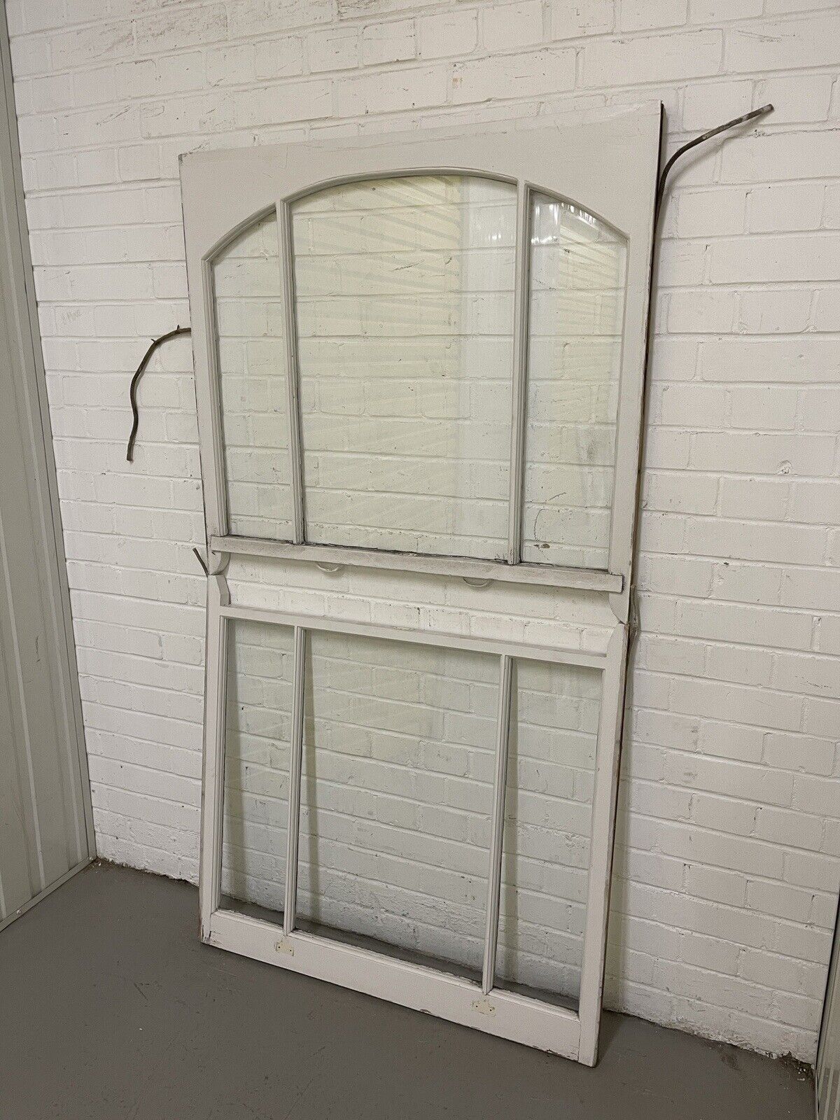 Pair Of Reclaimed Edwardian Arch Wooden Panel Sash Window 935x865 940x873