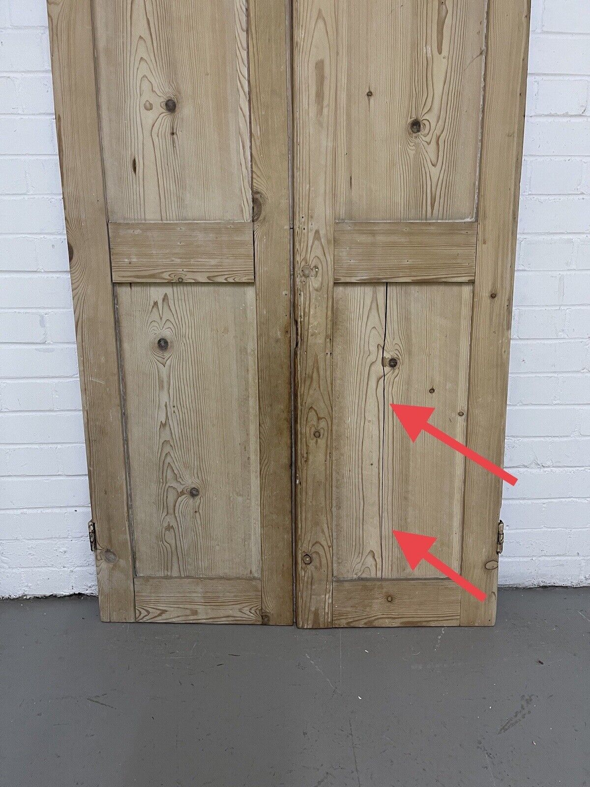 Pair Of Reclaimed Interlocking Victorian Pine  Alcove Cupboard Doors 1605 x 887