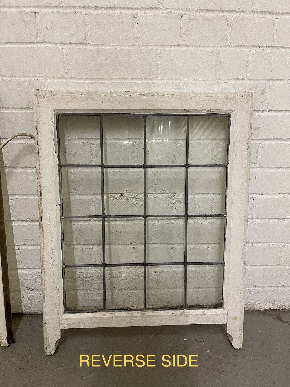 Pair Of Reclaimed Leaded Light Panel Wooden Window 530 x 675mm 530 x 675mm
