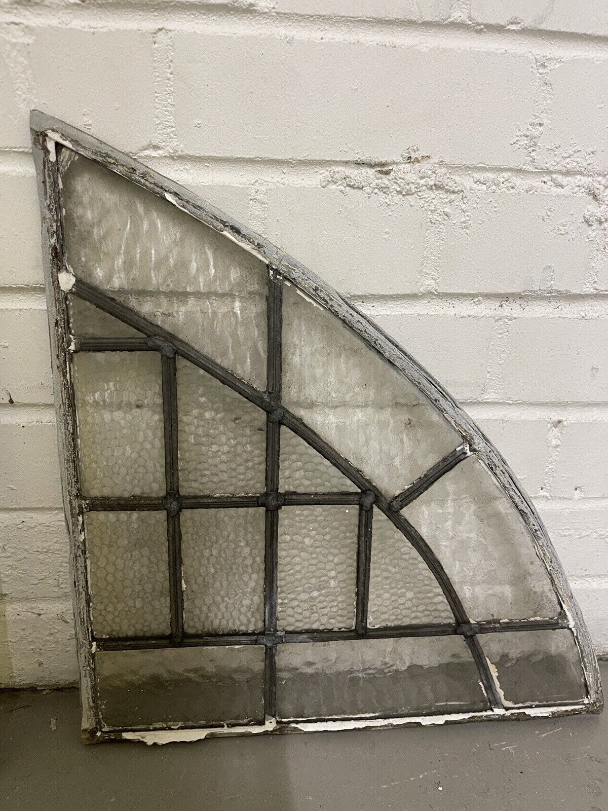 Reclaimed Fanlight Leaded Light Stained Glass Art Nouveau Window Panel