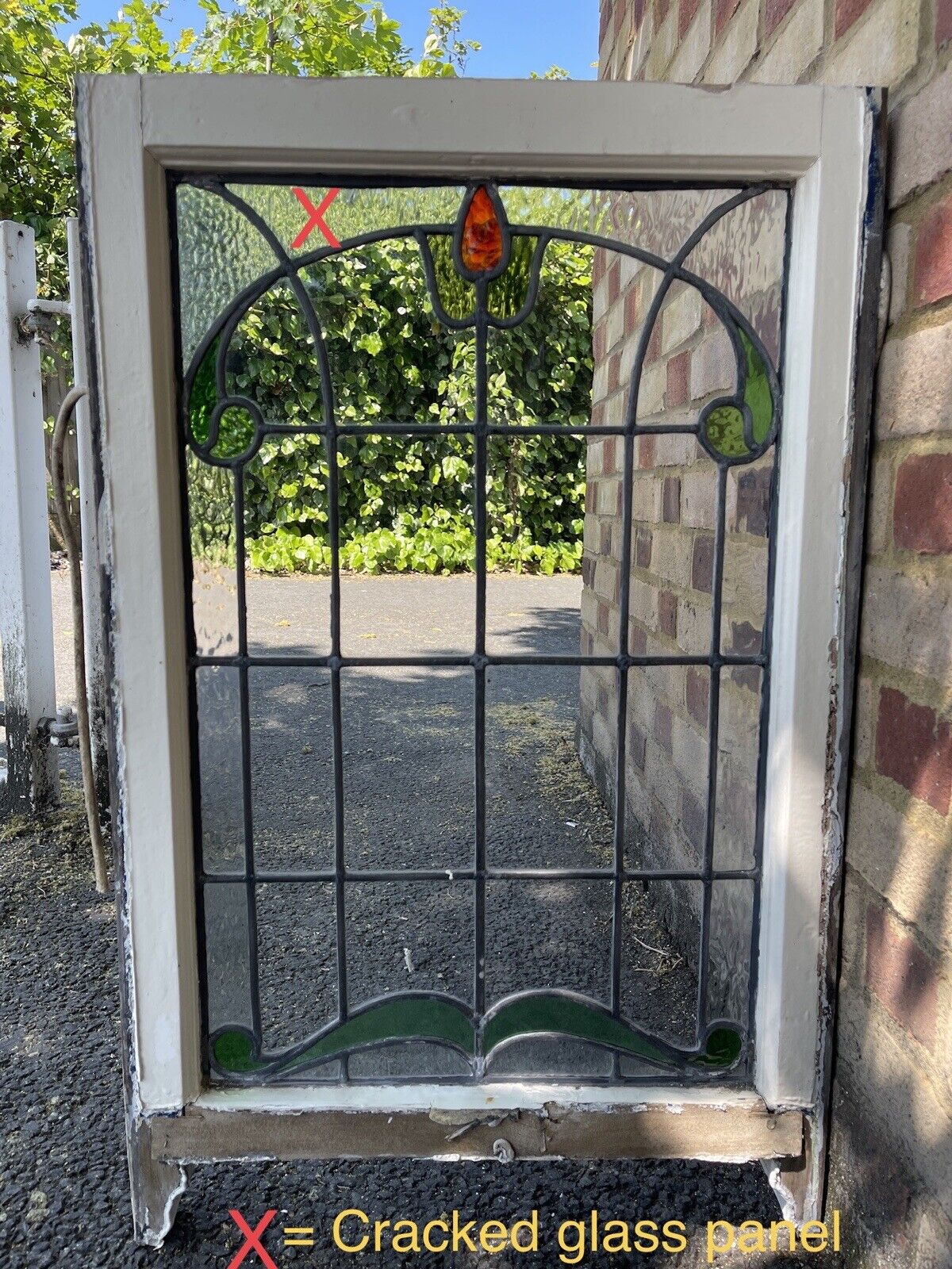 Reclaimed Leaded Light Stained Glass Art Nouveau Window Panel 835 x 530mm
