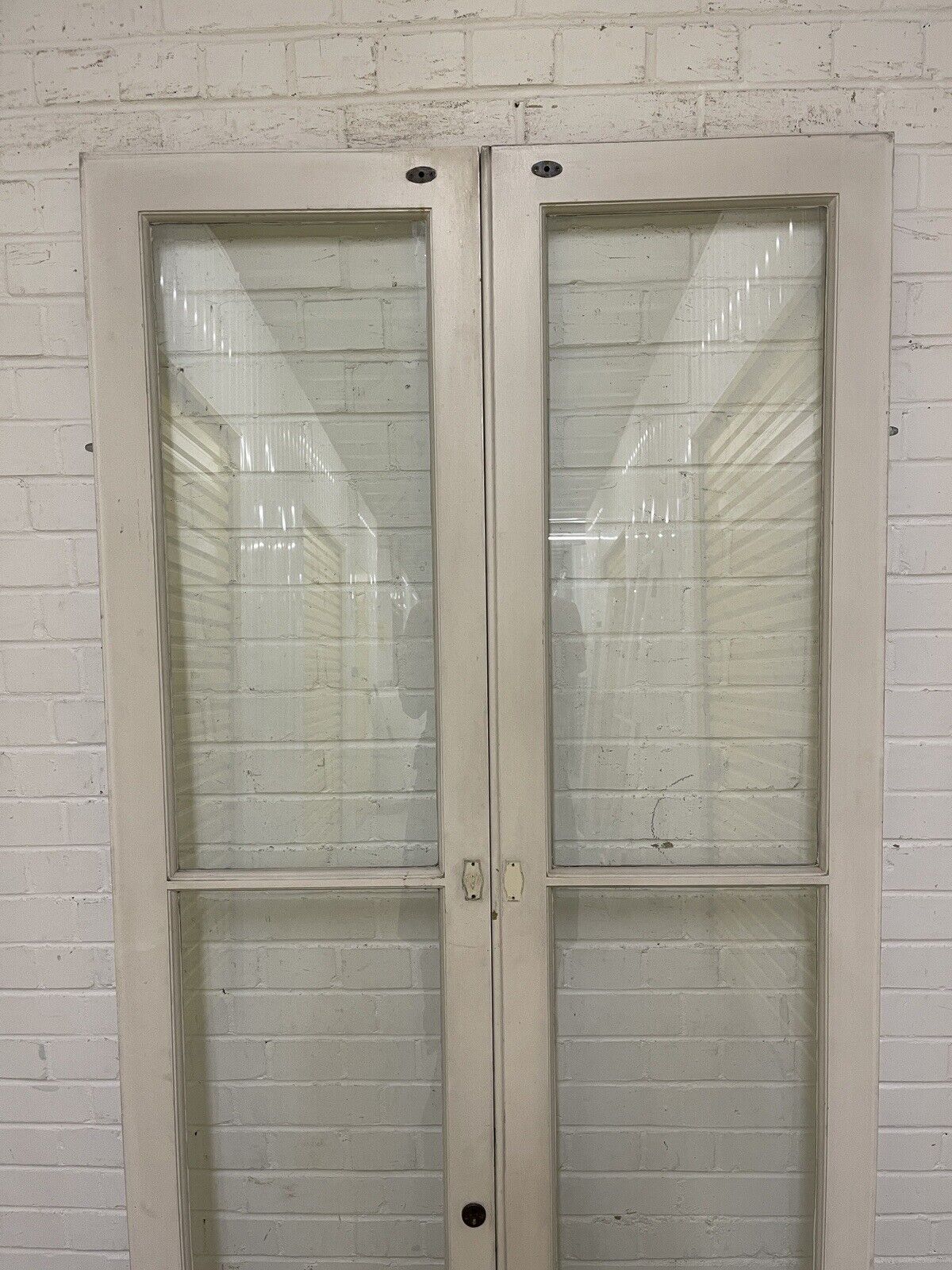 Reclaimed French Toughened Single Panel Glass Wooden Double Door 1930 x 1004mm