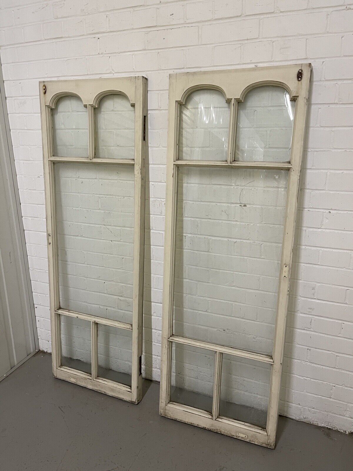 Pair Of Reclaimed Edwardian French Wooden Panel Windows 1512 x 532 1512 x 532mm