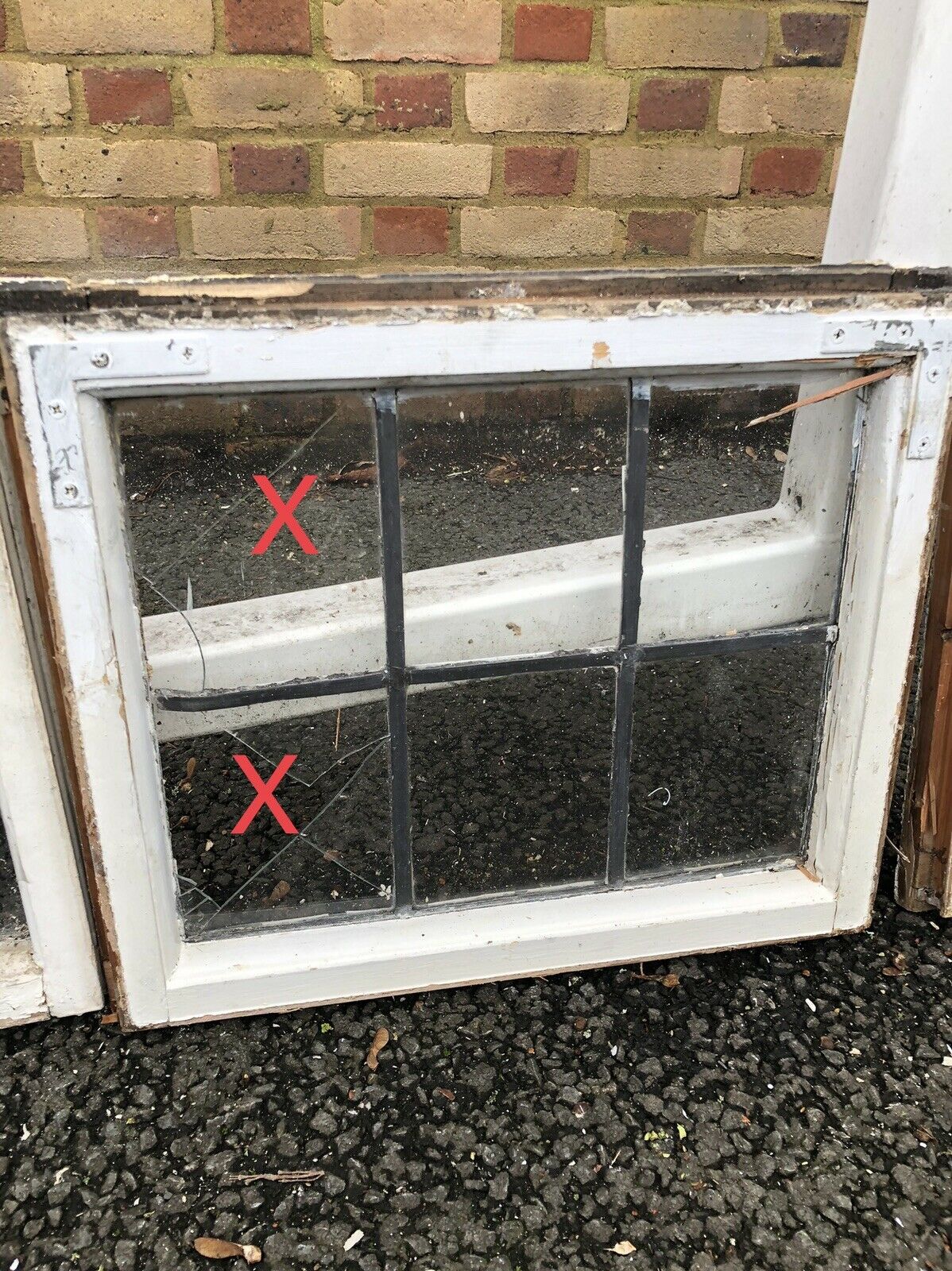 Job Lot Of Four Small Reclaimed Leaded Light Panel Wooden Windows