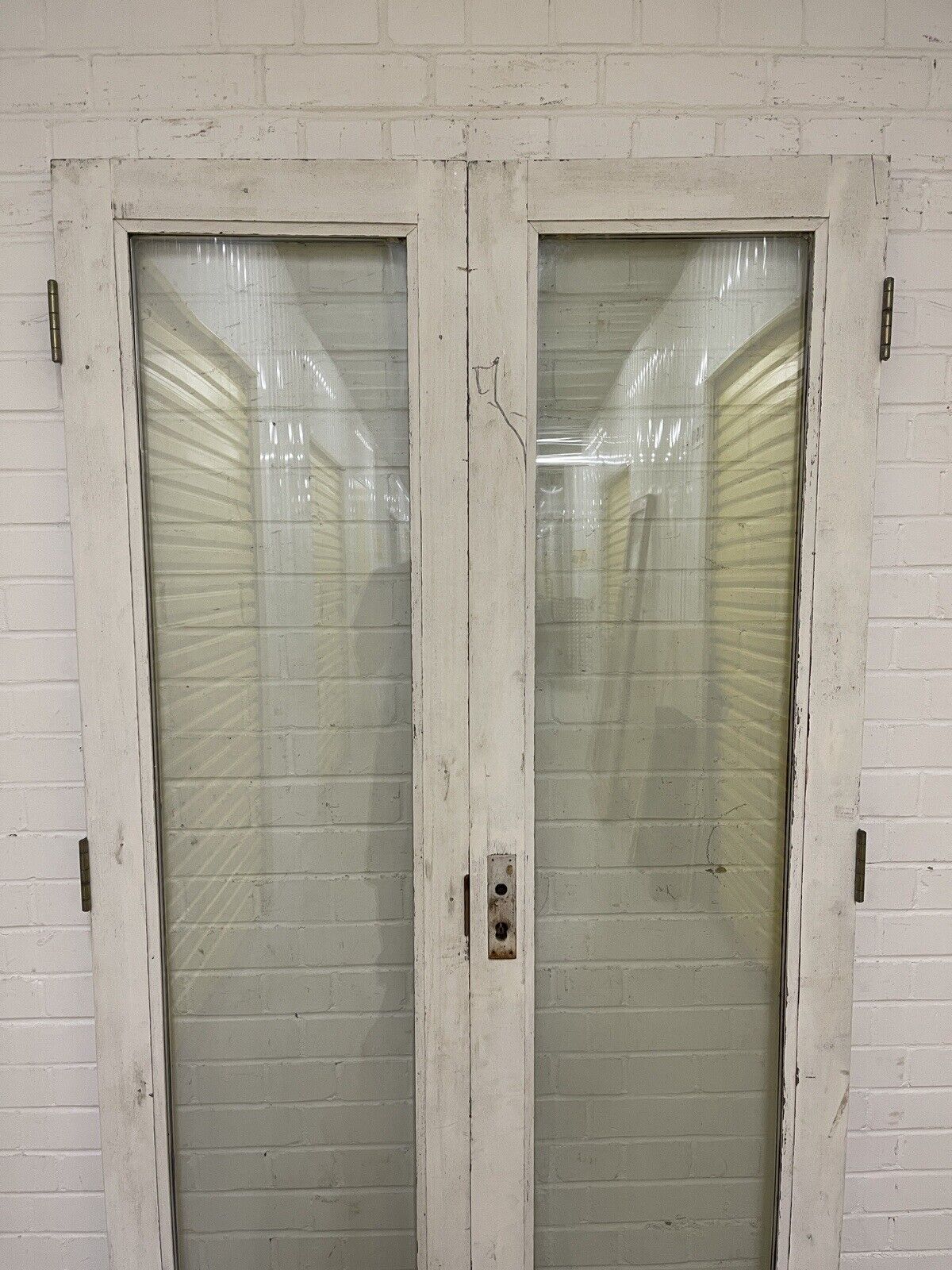 Reclaimed Old French Double Glazed Glass Wooden Double Doors 2005 x 1110mm