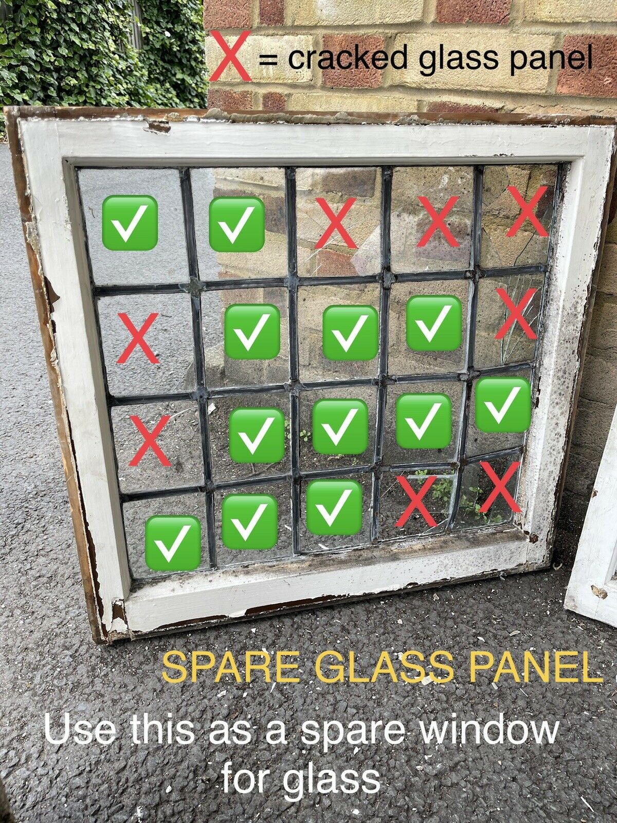 Job Lot Of 5 Reclaimed Leaded Light Panel Wooden Window