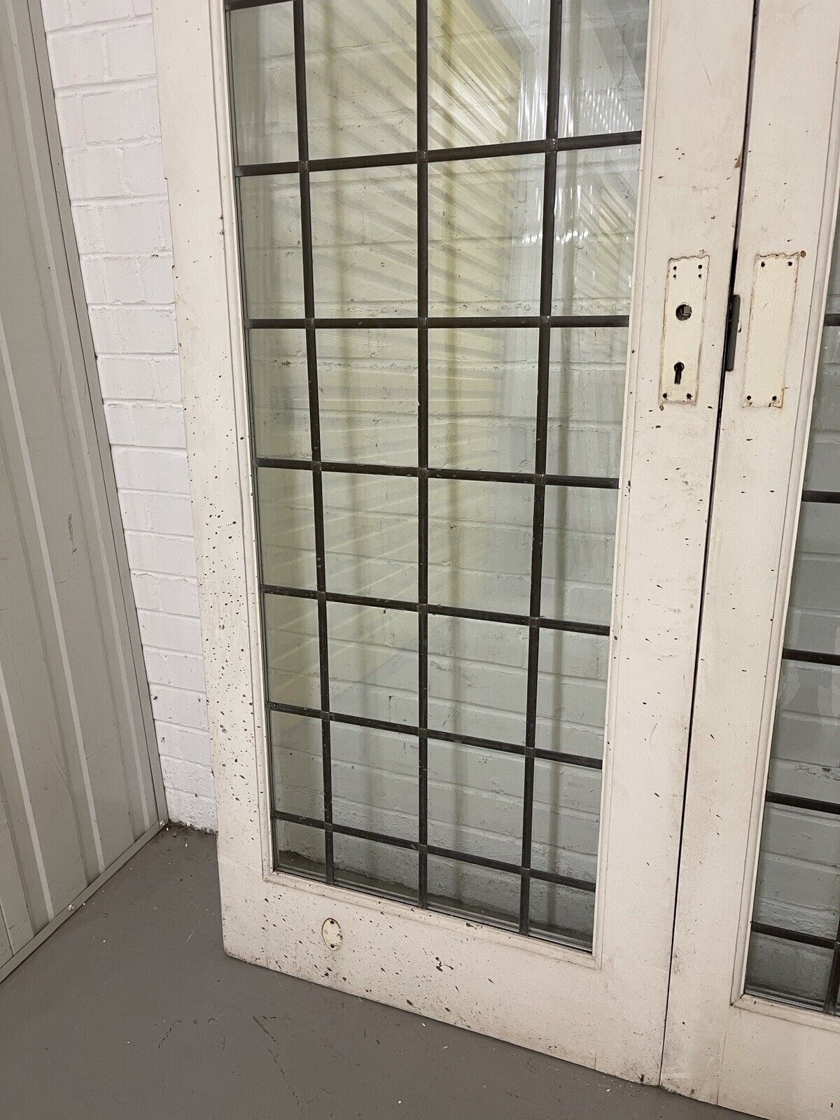 Reclaimed French Double Glazed Leaded Glass Wooden Double Doors 2125 x 1370mm