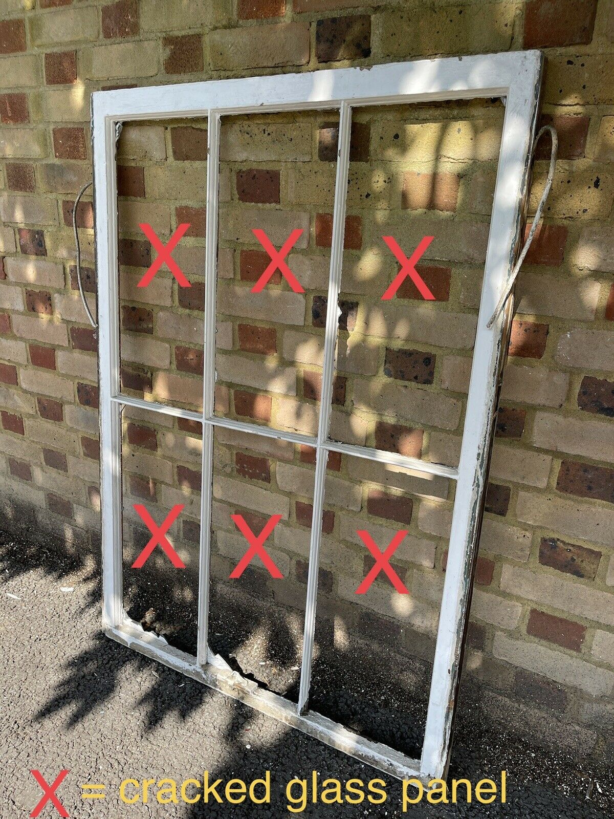 Large Reclaimed Old Georgian 6 Panel Wooden Sash Window 1285 x 913mm