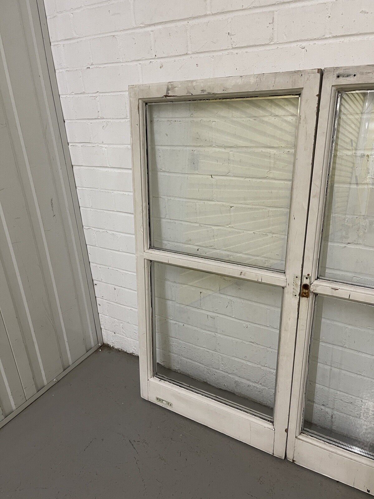 Pair Of French Interlocking Double Glazed Wooden Windows 1030mm x 1022mm