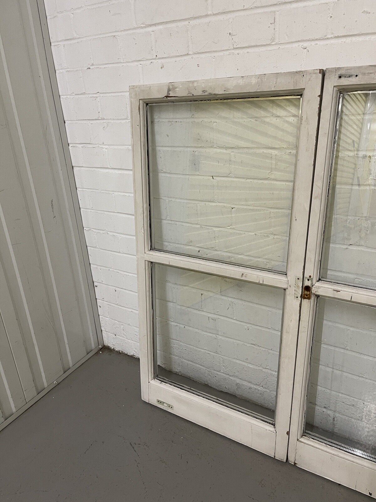 Pair Of French Interlocking Double Glazed Wooden Windows 1030mm x 1022mm