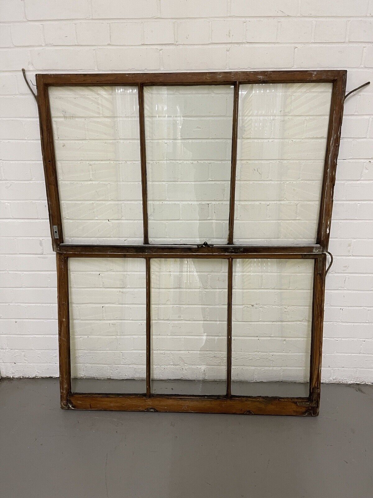 Pair Of Reclaimed Old Victorian Edwardian Three Wooden Panel Sash Windows