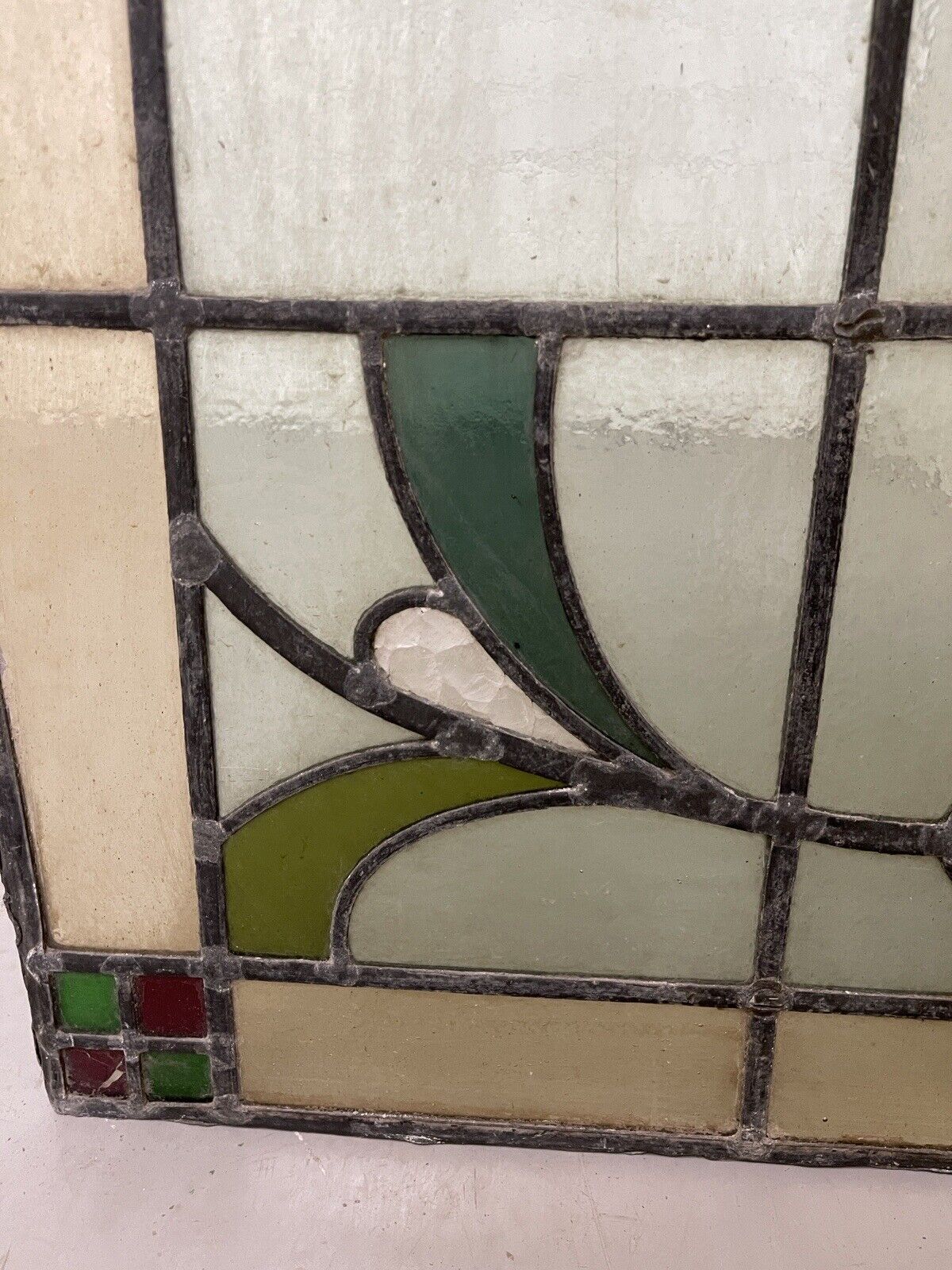 Reclaimed Leaded Light Stained Glass Art Nouveau Window Panel 680 x 615mm