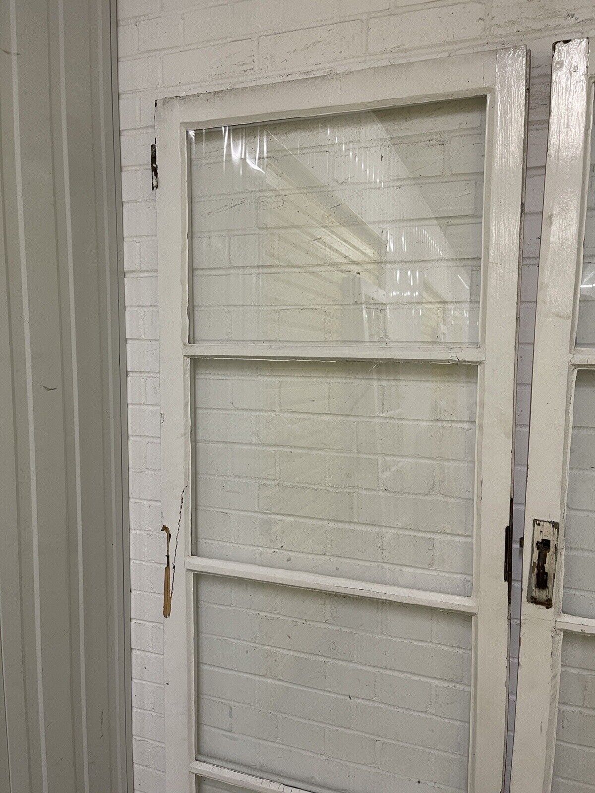 Reclaimed Georgian French Single Panel Glass Wooden Double Doors 2040 x 1490mm