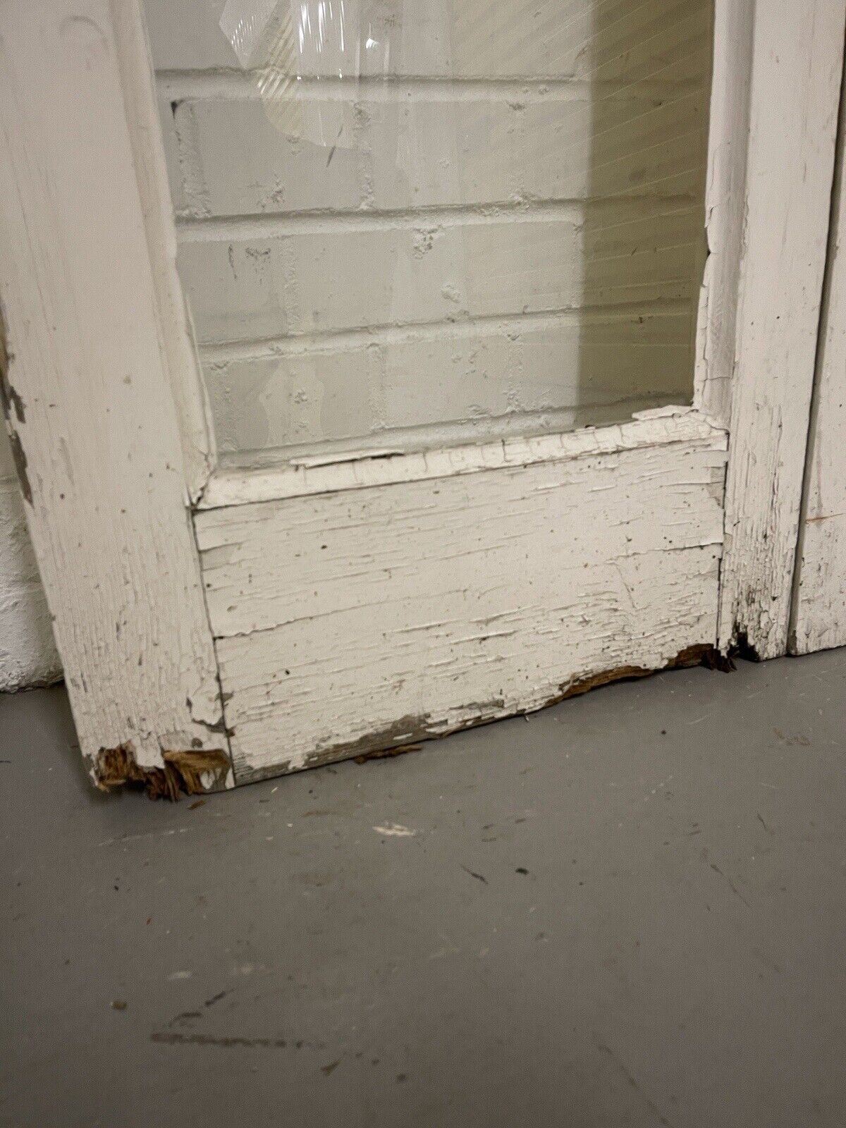 Reclaimed Old French Single Panel Glass Wooden Double Doors 1970mm x 1110mm