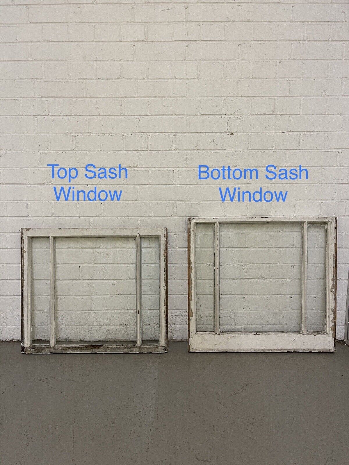 Pair Of Reclaimed Old Edwardian Sash Panel Wooden Window 678 x 580 680 x 624mm