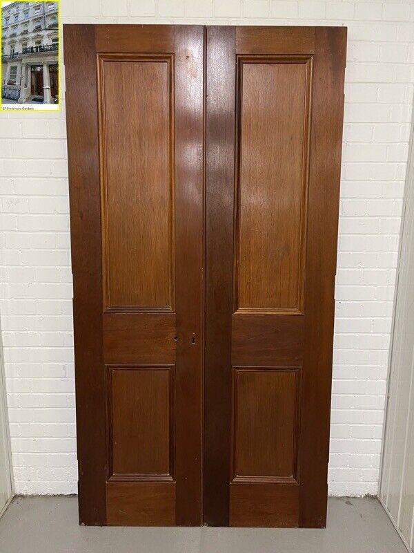 Reclaimed Large French Mahogany Wooden Double Doors Provenance Knightsbridge