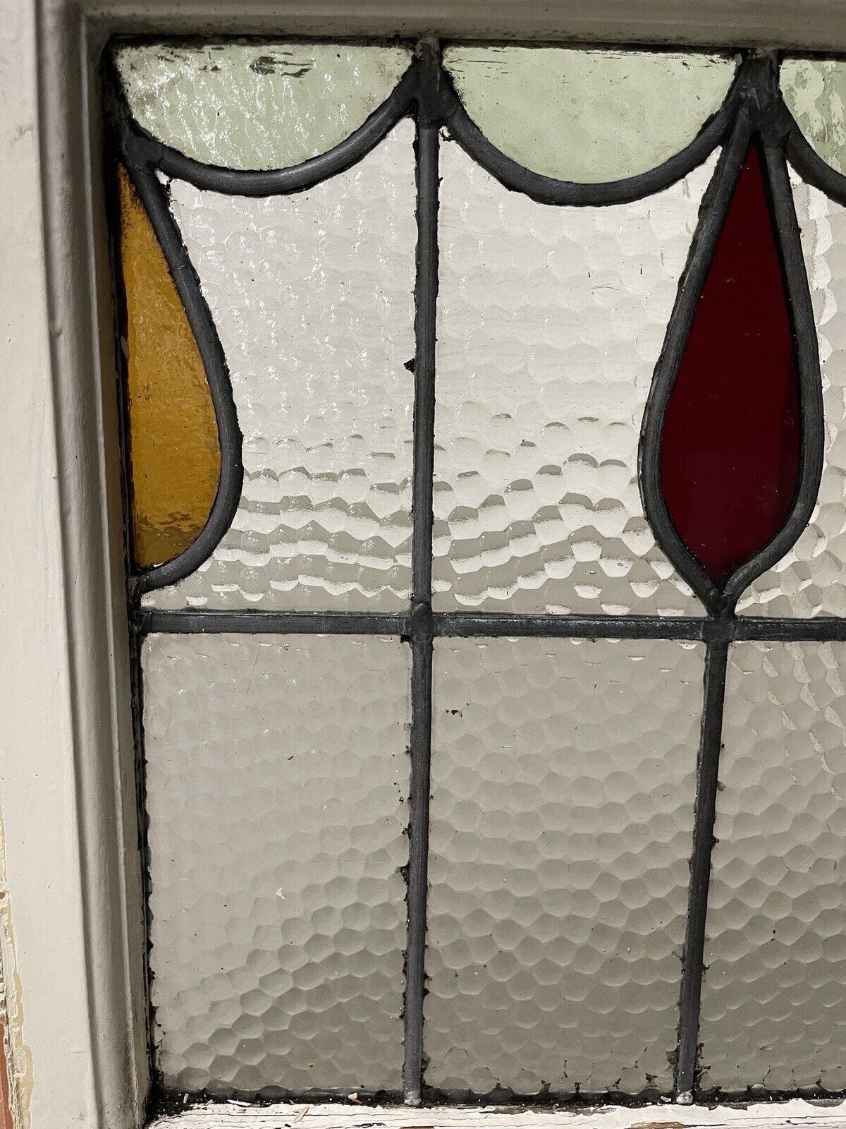 Reclaimed Leaded Light Stained Glass Window Panel 470 x 455mm