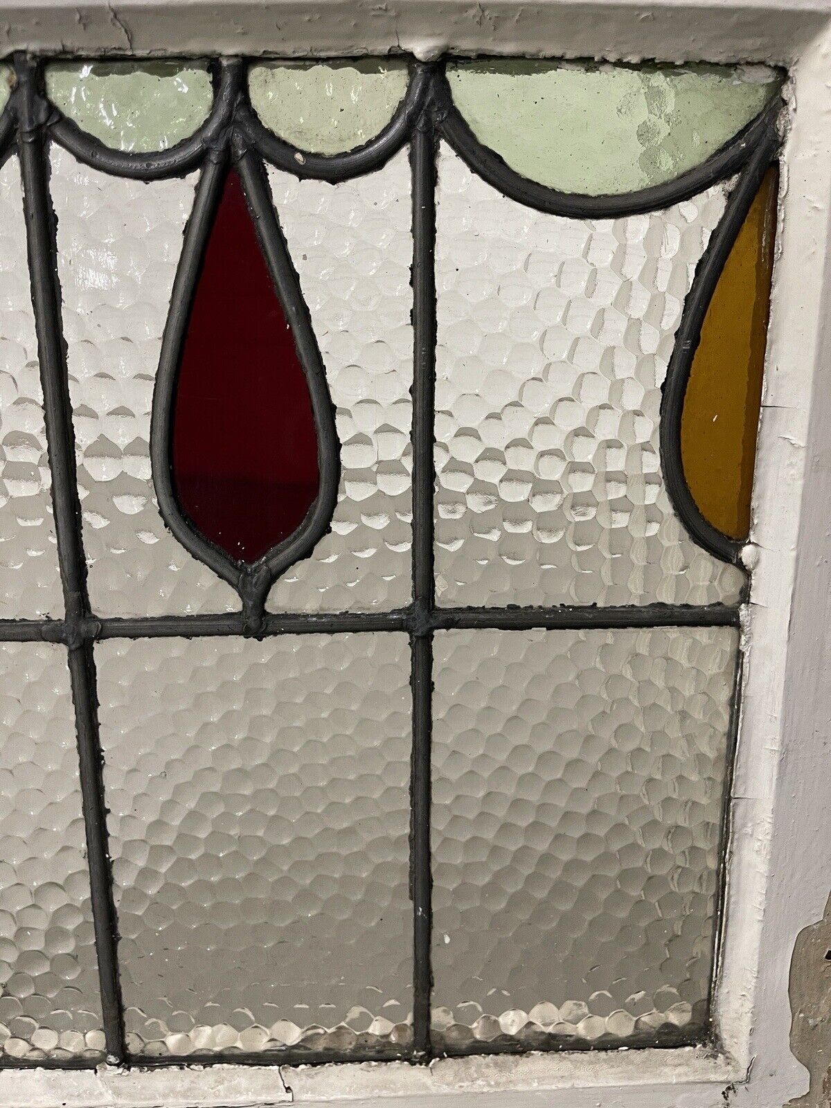 Reclaimed Leaded Light Stained Glass Window Panel 430 x 455mm