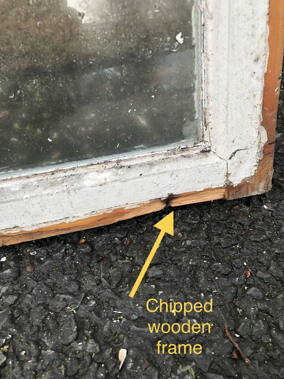 Reclaimed Old Arch Double Glazed Wooden Window CRACKED GLASS