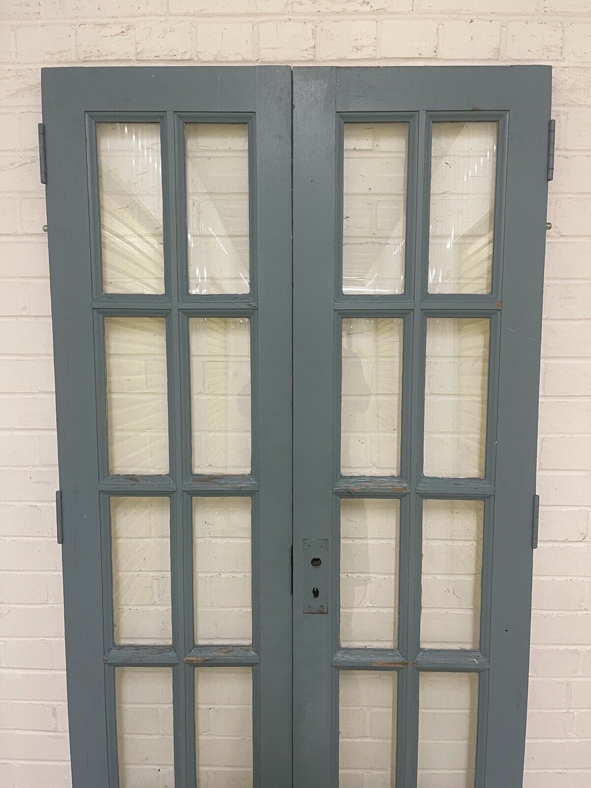 Reclaimed French Georgian Single Panel Glass Wooden Double Doors 1980 x 912mm