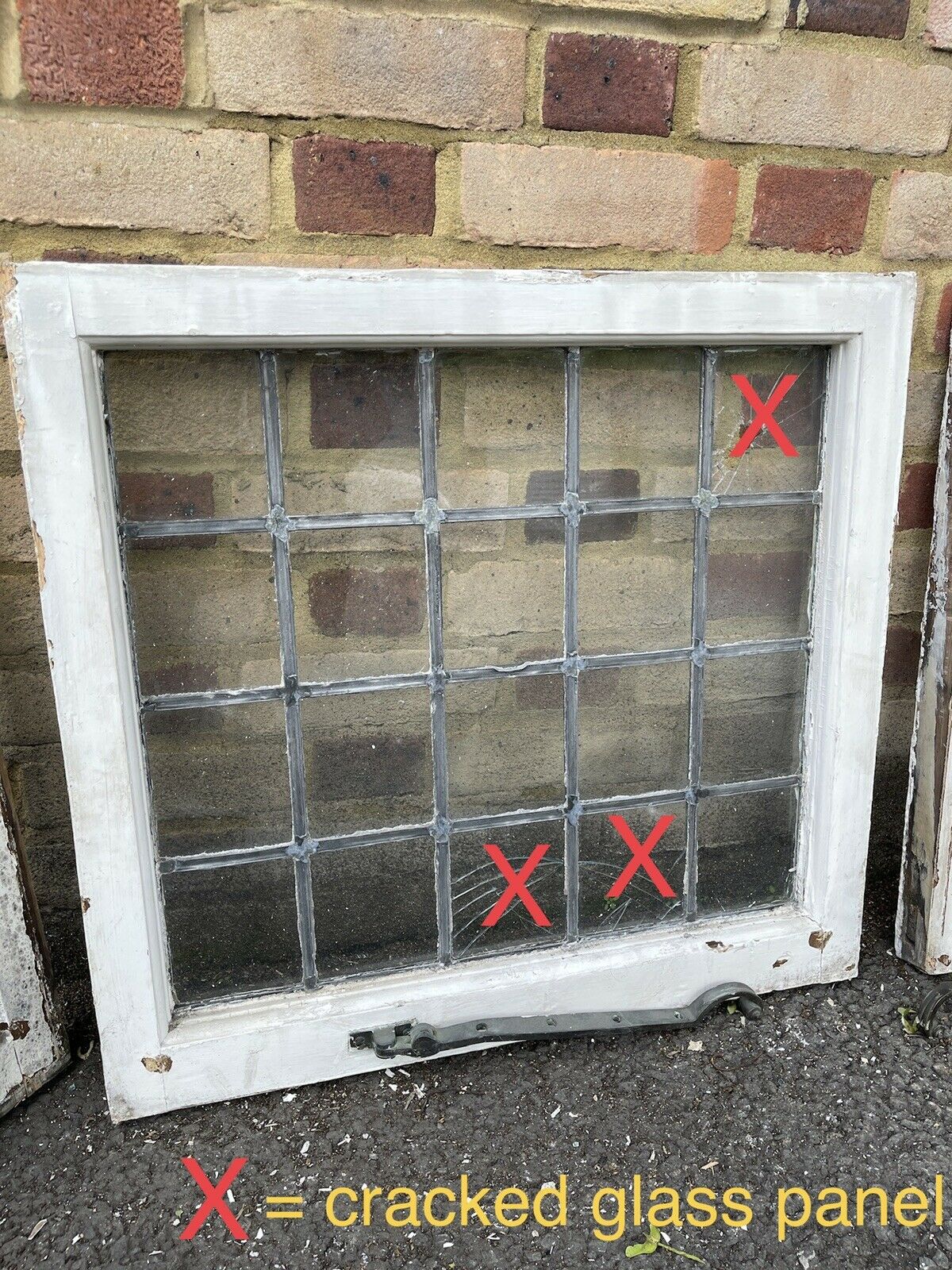 Job Lot Of 5 Reclaimed Leaded Light Panel Wooden Window