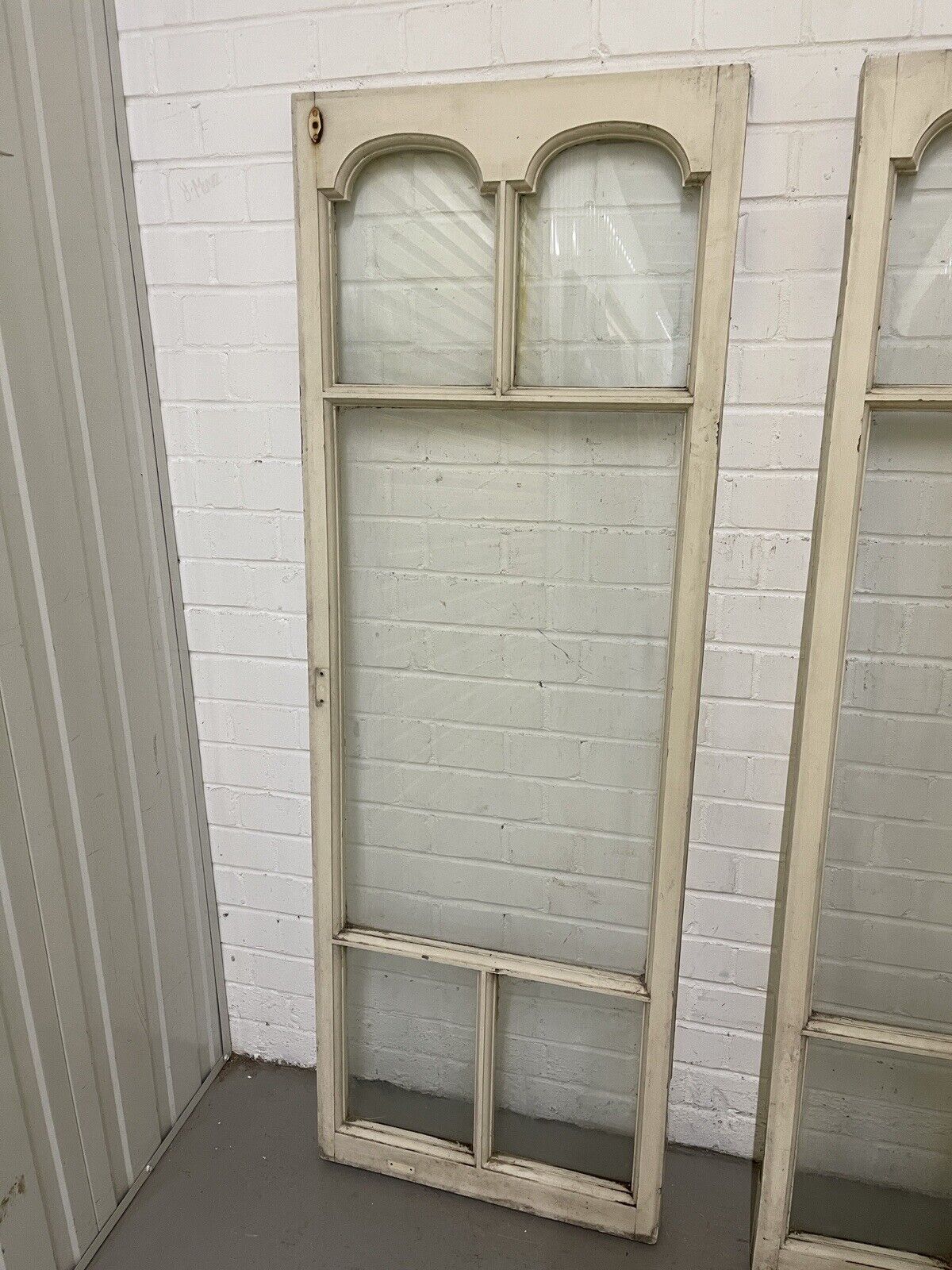 Pair Of Reclaimed Edwardian French Wooden Panel Windows 1512 x 532 1512 x 532mm
