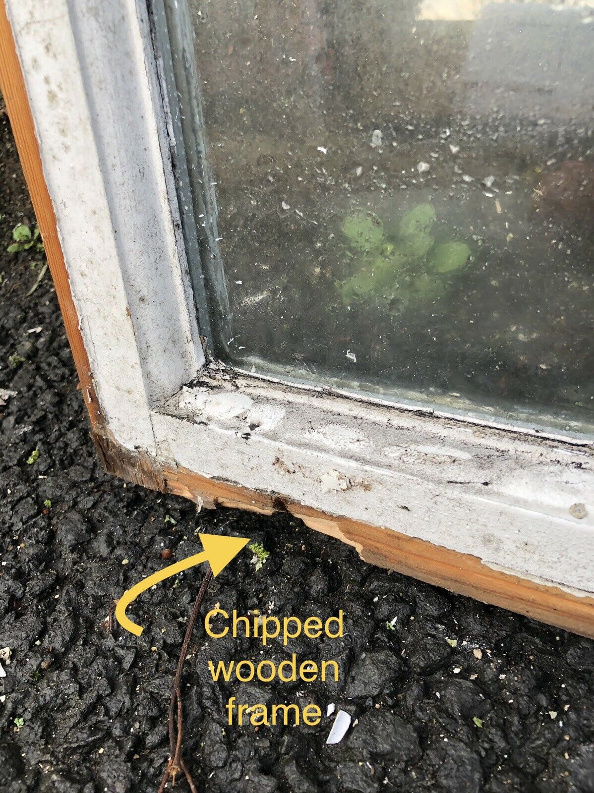 Reclaimed Old Arch Double Glazed Wooden Window CRACKED GLASS