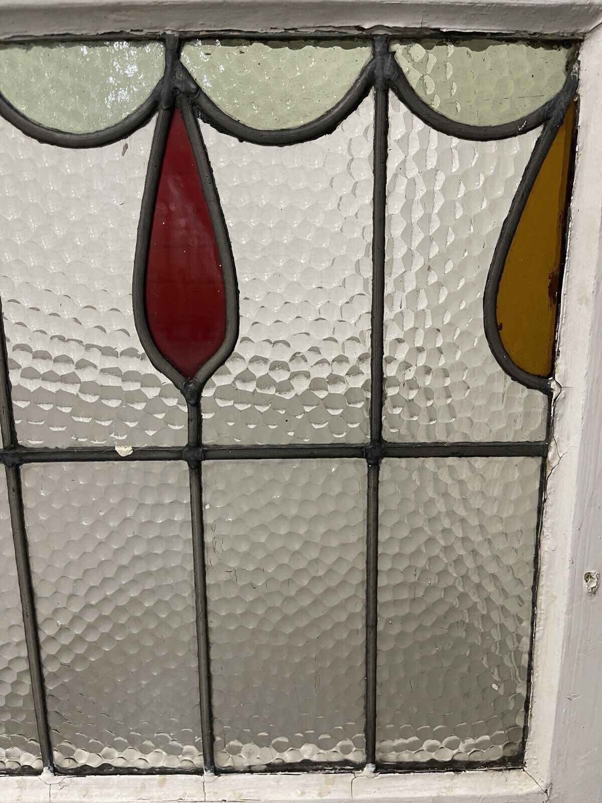 Reclaimed Leaded Light Stained Glass Window Panel 465 x 500mm