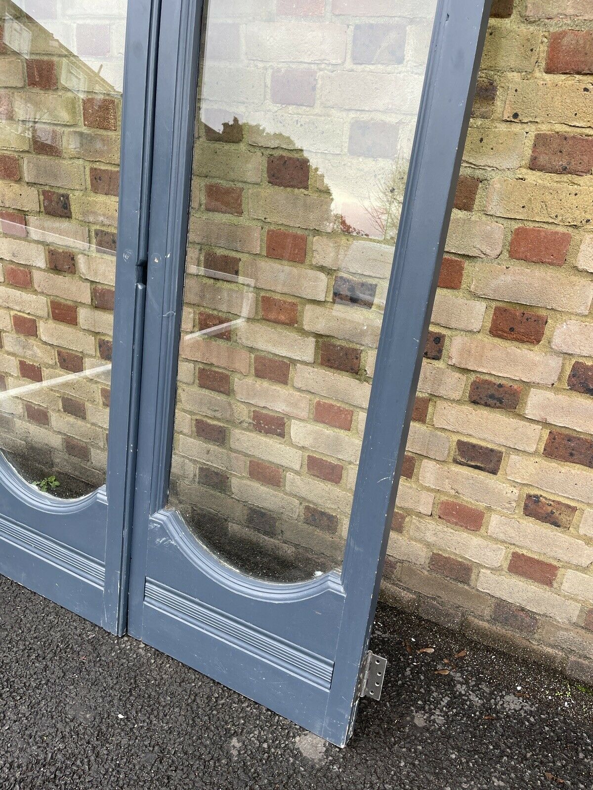 Reclaimed Old French Single Panel Glass Wooden Double Doors 2062 x 1215mm