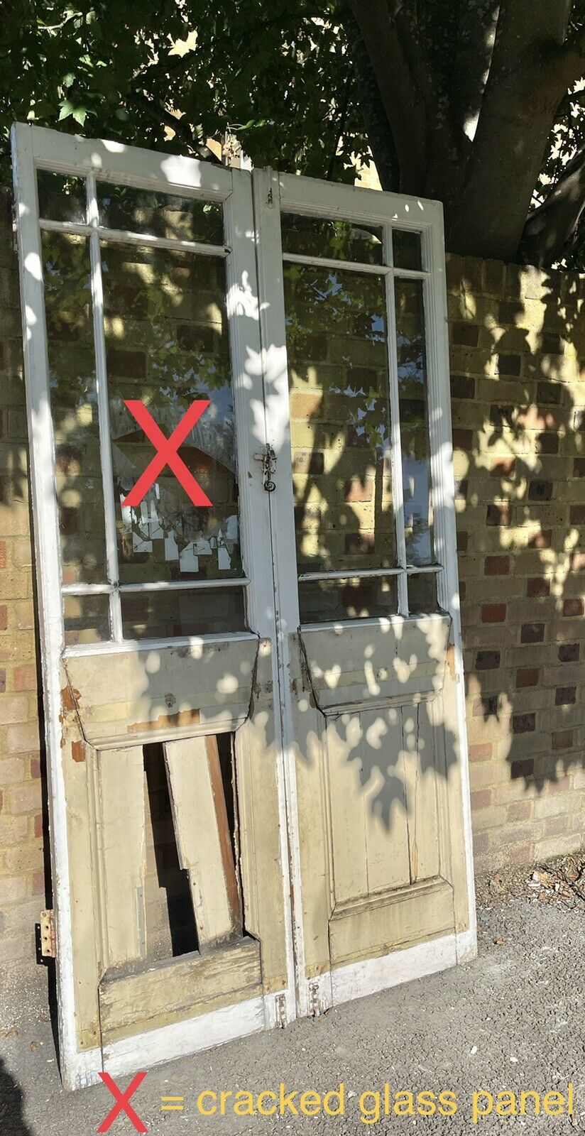 Reclaimed French Single Pane Glass Wooden Double Doors 2140 x 1180mm