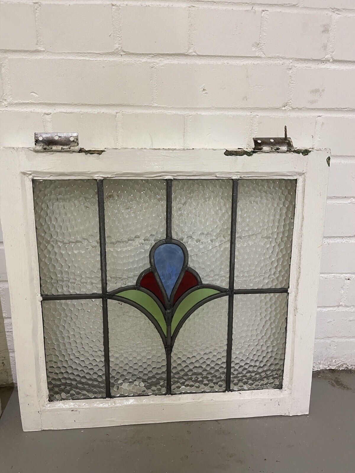 Reclaimed Leaded Light Stained Glass Art Nouveau Wooden Window Panel