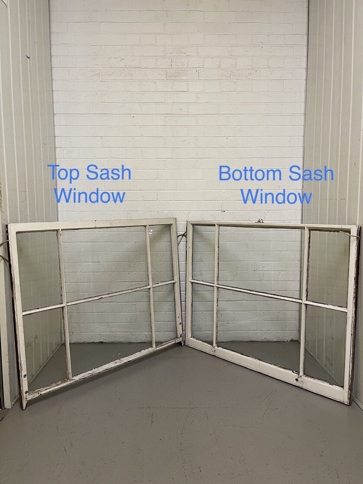 Pair Of Reclaimed Old Edwardian Sash Panel Wooden Window 955 x 1190 930 x 1190mm