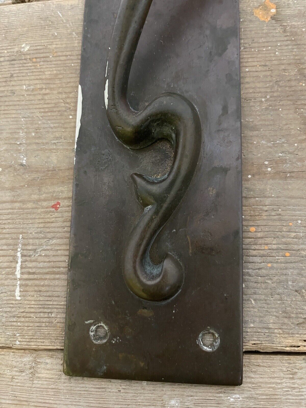 Reclaimed Old Art Nouveau Phosphor Bronze Door Pull Handle 355mm or 14 inches