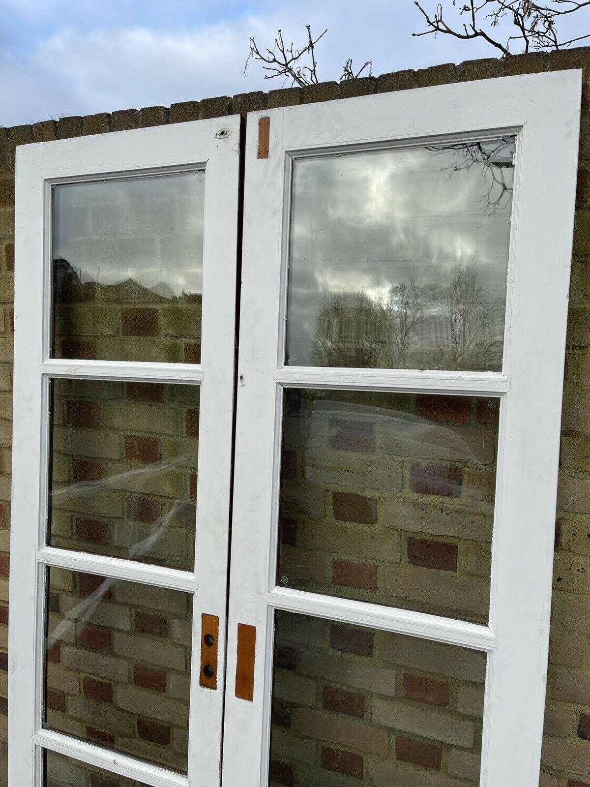 Reclaimed French Double Glazed Wooden Inter-locking Double Doors 1980mm x 1170mm