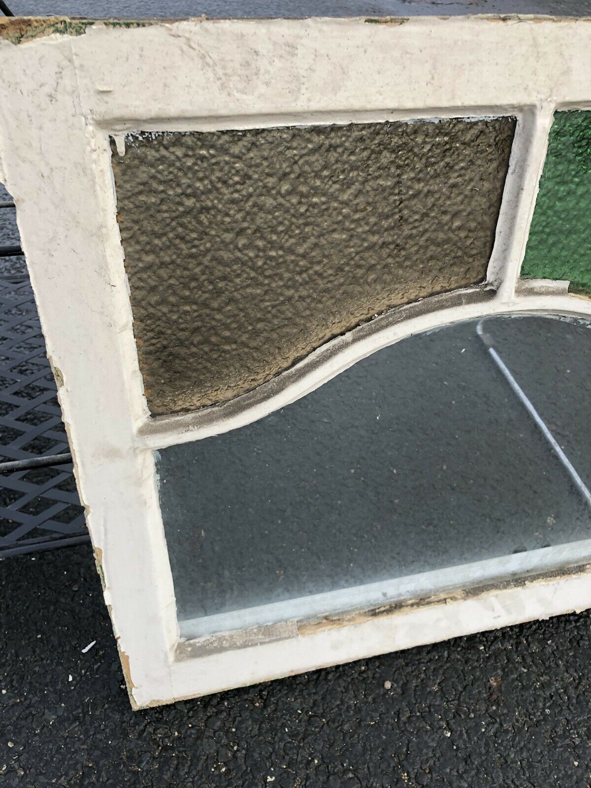 Reclaimed Art Deco Stained Glass Wooden Panel Window