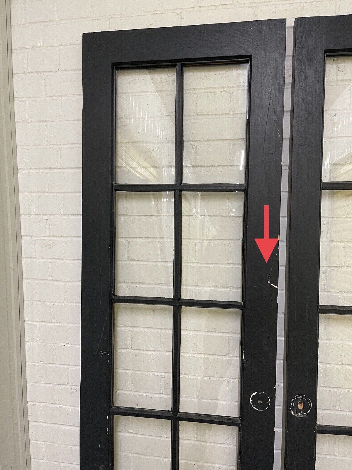 Reclaimed French Single Panel Glass Wooden Double Doors 2093 x 593 2095 x 608mm