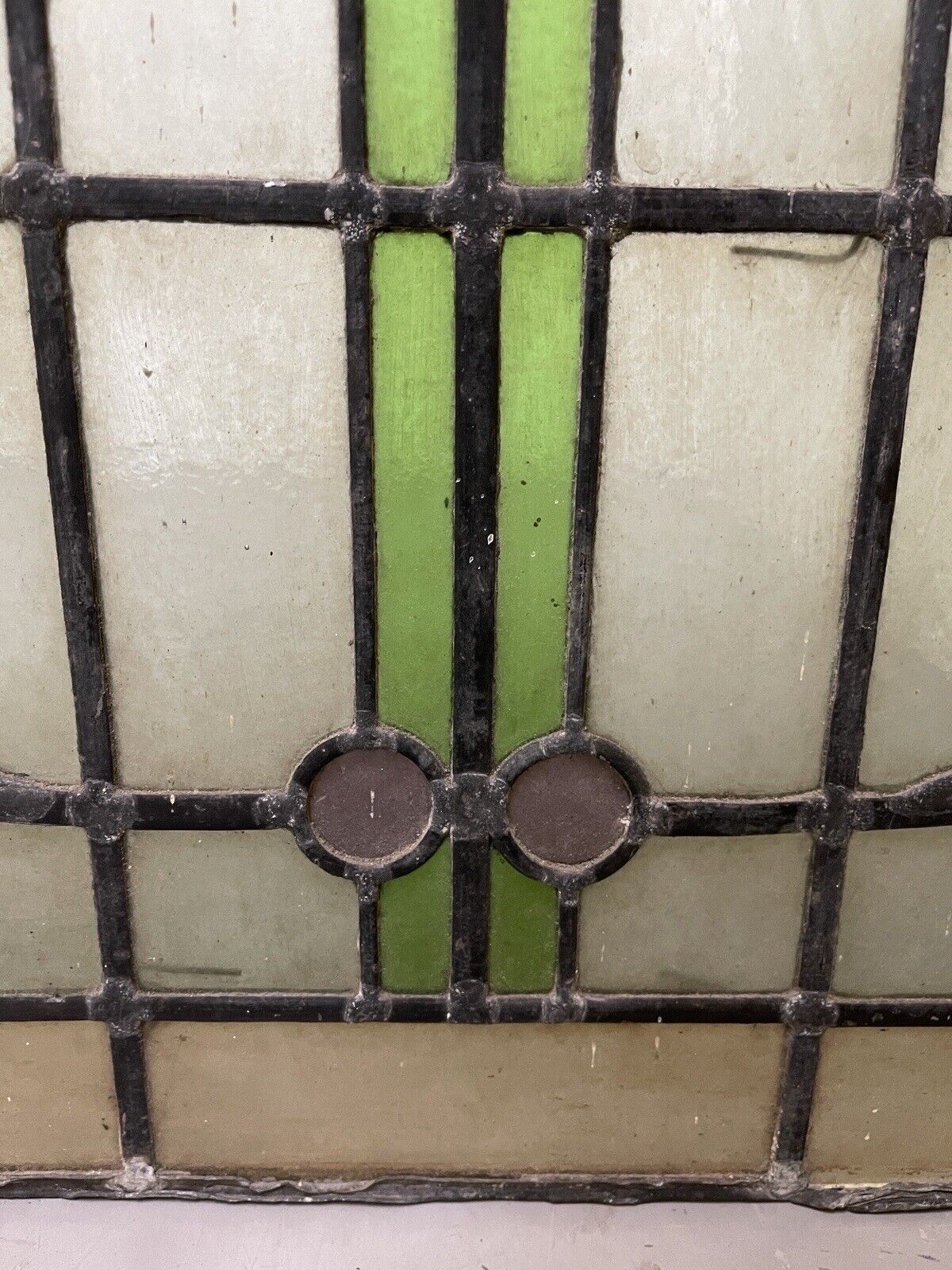 Reclaimed Leaded Light Stained Glass Art Nouveau Window Panel 680 x 655mm