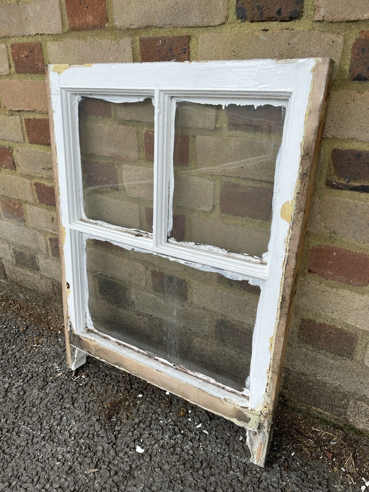 Reclaimed Old Georgian 3 Panel Wooden Sash Window 530 x 705mm