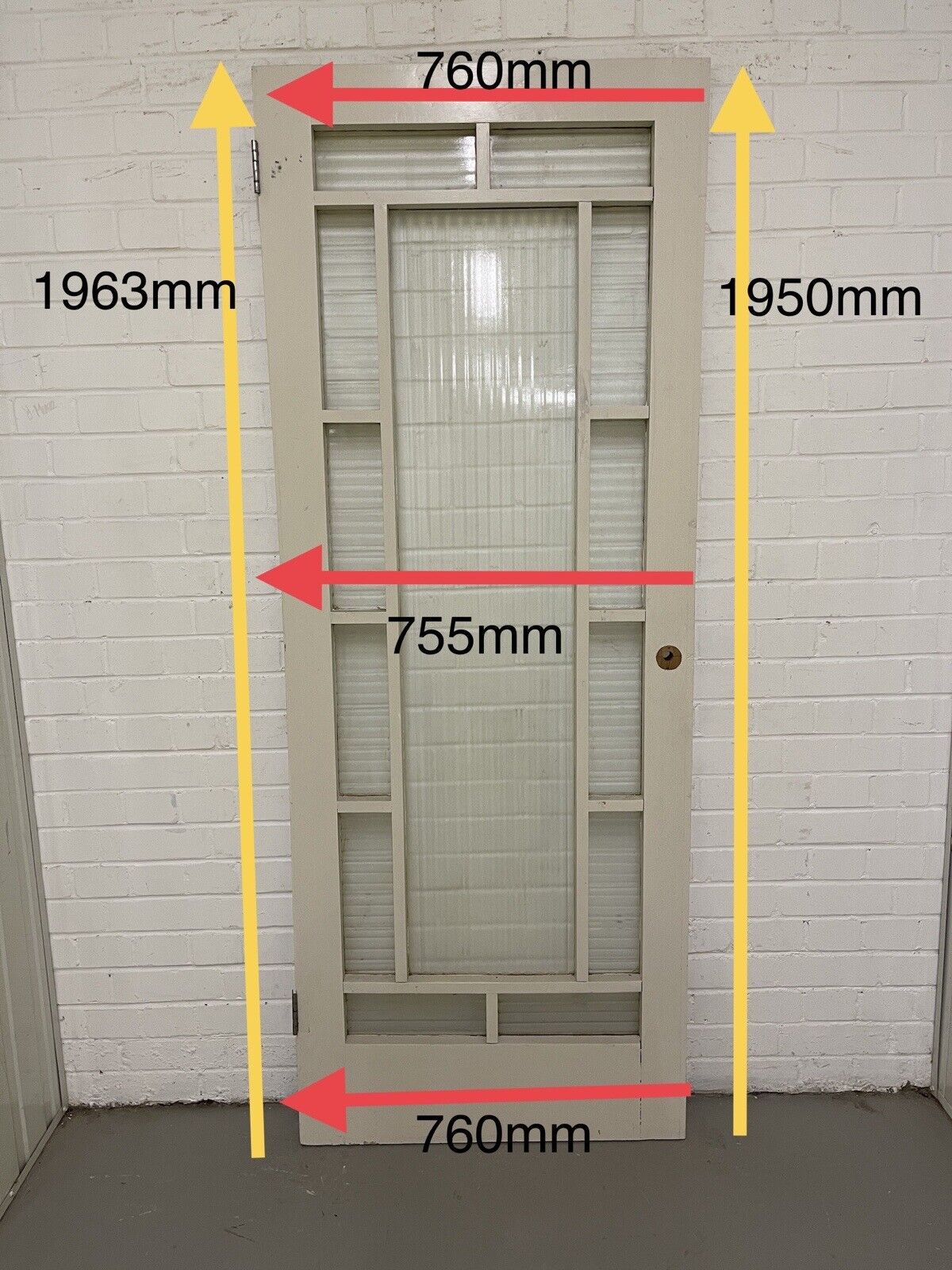 Art Deco Reeded Glass Internal Or External Door 1963 or 1950mm x 760mm