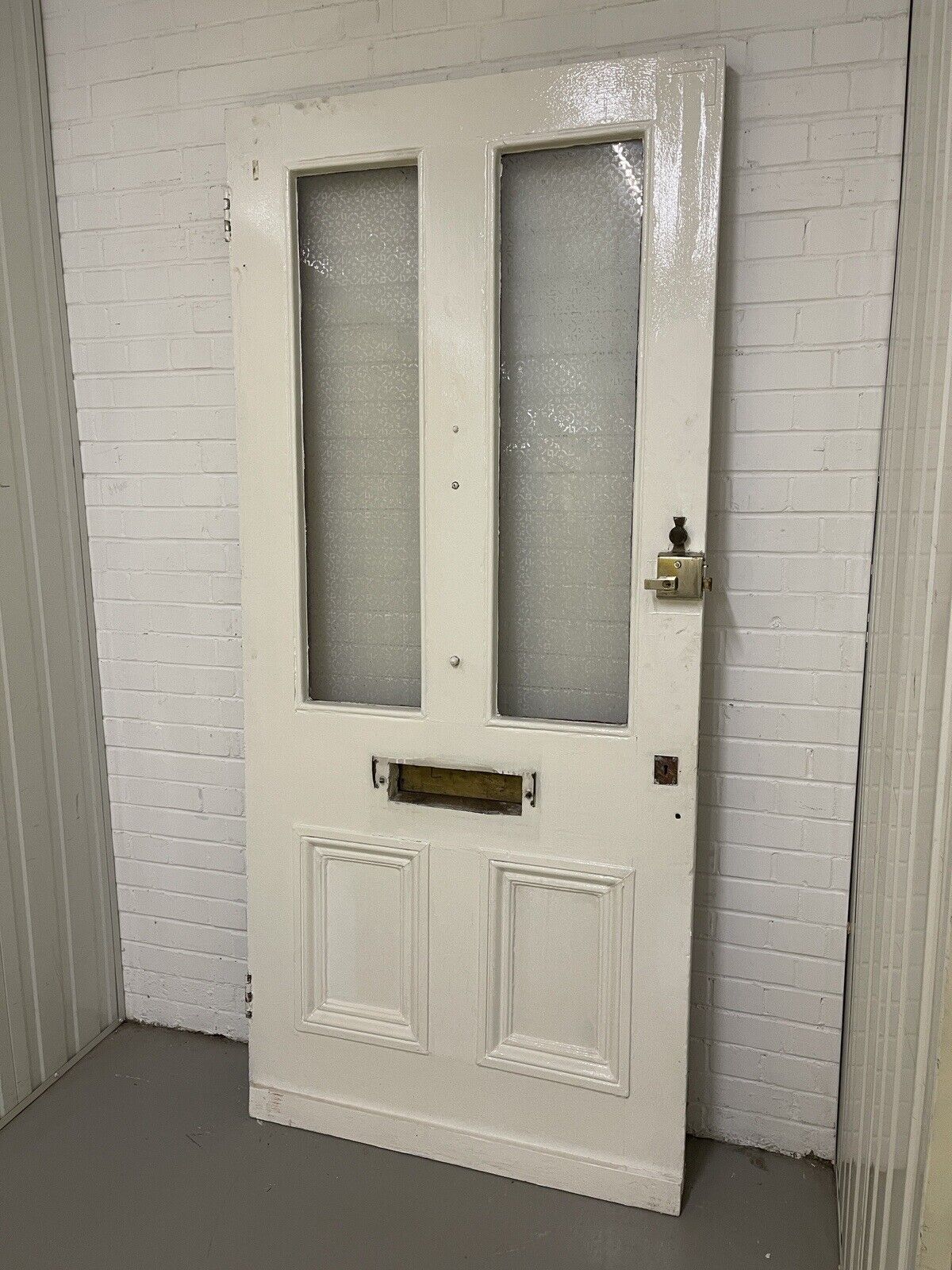 Reclaimed Old Victorian Wooden Panel Front Door Etched Glass 2170 or 2175 x 990