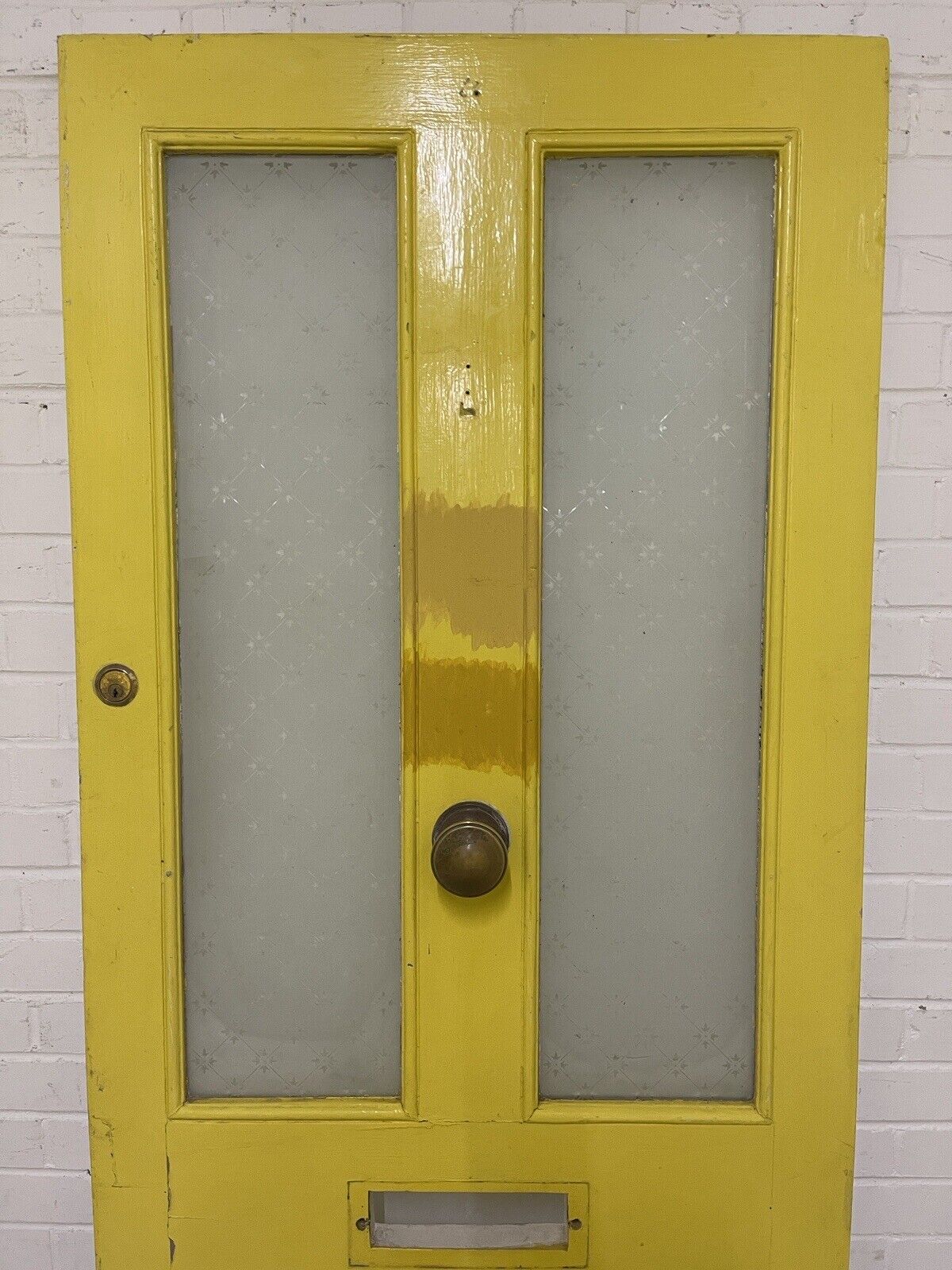 Reclaimed Old Victorian Wooden Panel Front Door Etched Glass 2023mm x 809mm