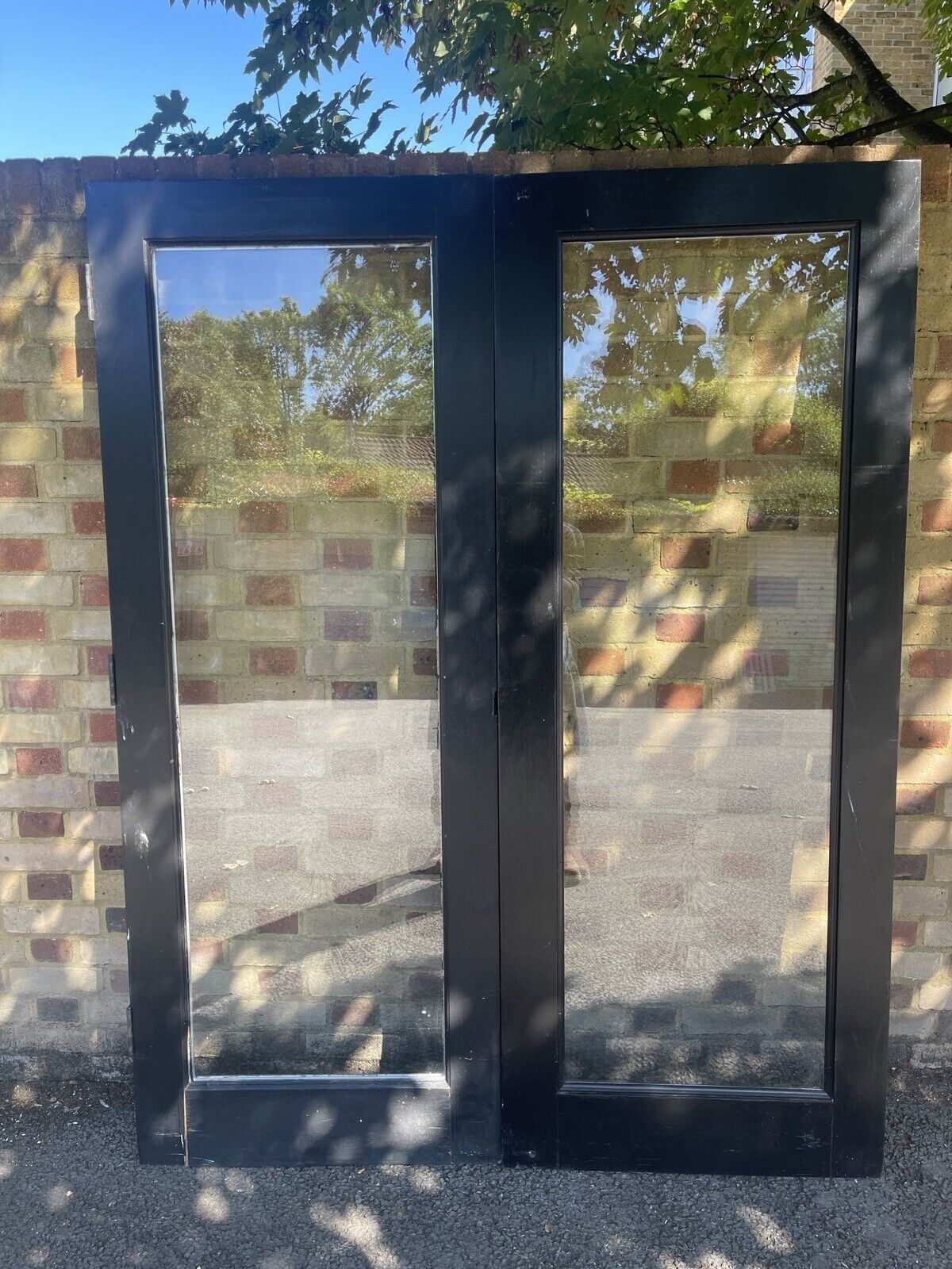 Reclaimed Old French Double Glazed Glass Wooden Double Doors 1540mm x 1975mm