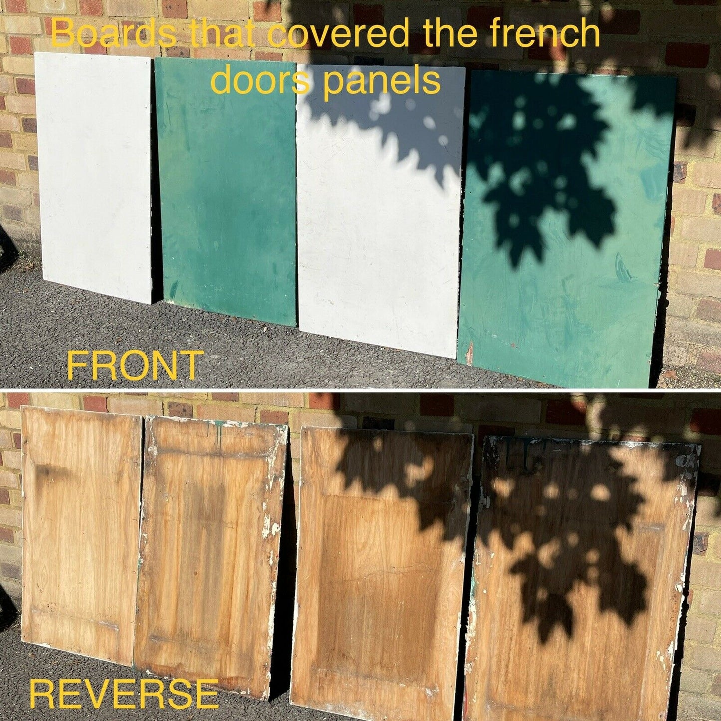 Reclaimed French Single Pane Glass Wooden Double Doors 2140 x 1180mm