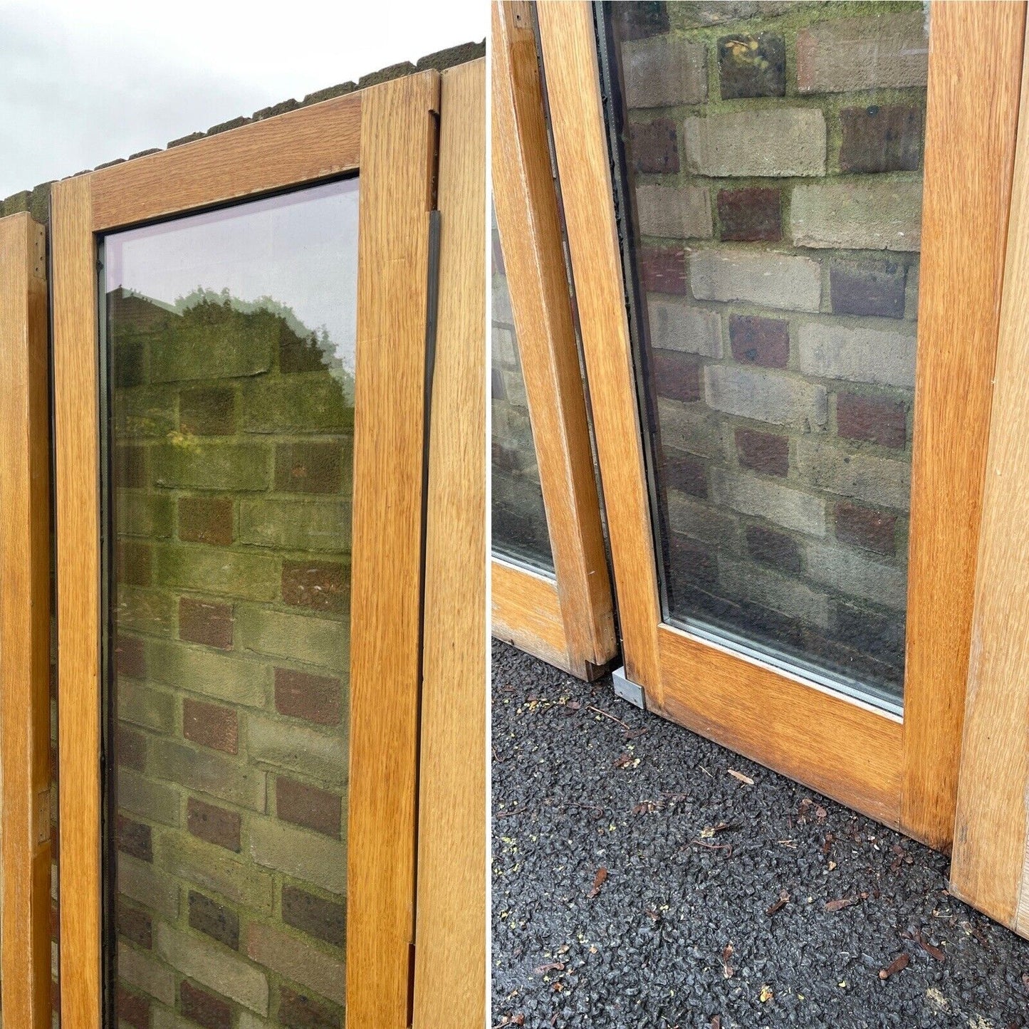 Solid Oak Double Glazed Bifold Sliding External Doors NO FRAME 1970 x 1710mm