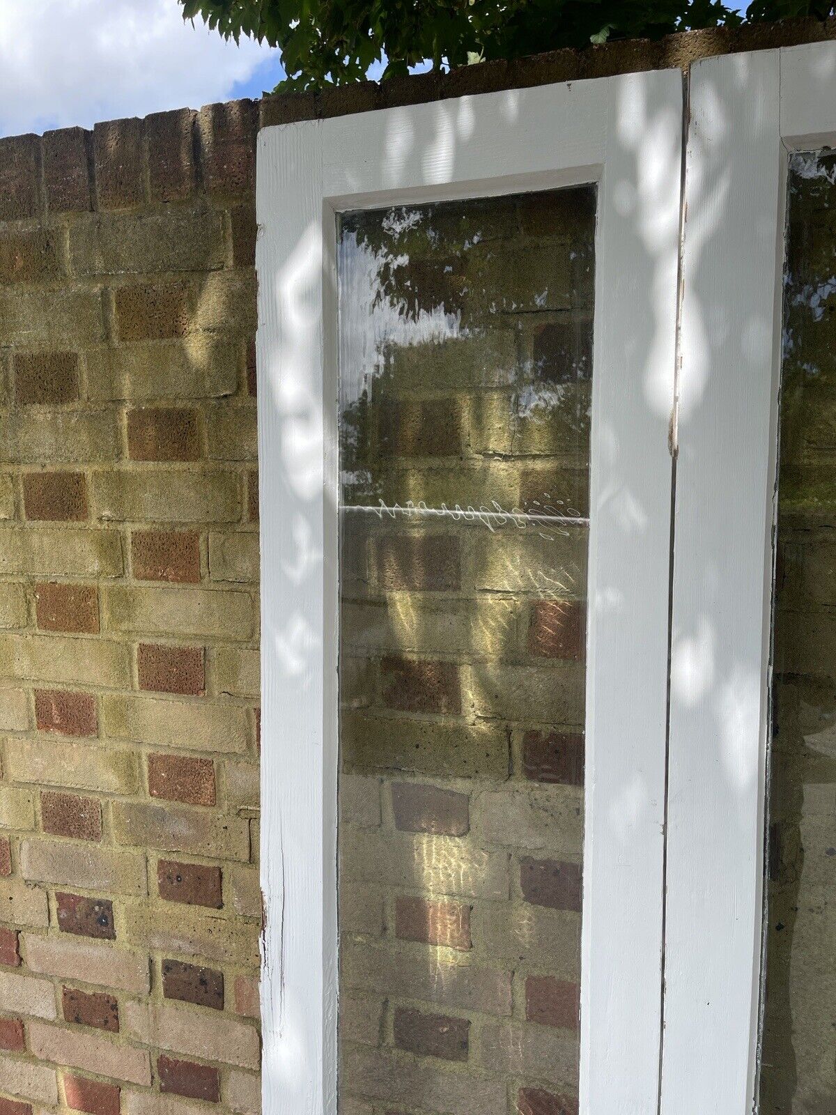 Reclaimed Old French Single Panel Glass Wooden Double Doors 1970 x 910mm