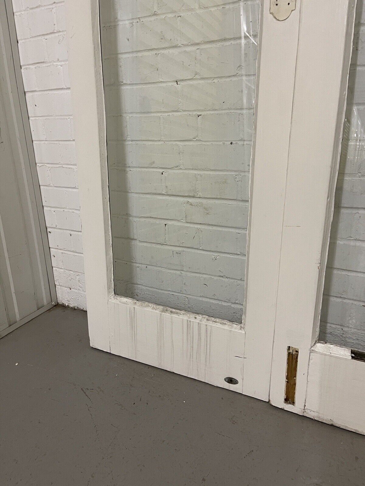 Reclaimed Georgian French Single Panel Glass Wooden Double Doors 1980 x 1170mm