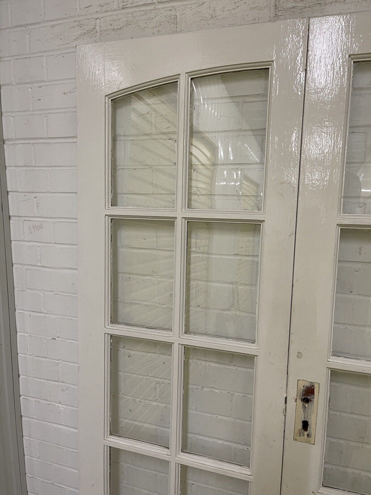 Reclaimed Old Georgian French Single Panel Glass Wooden Double Doors 1915 x 1170