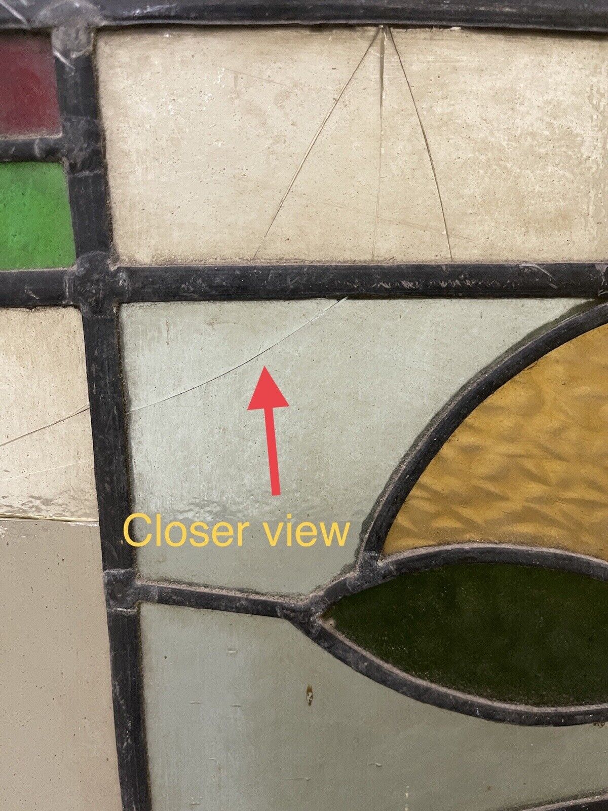 Reclaimed Leaded Light Stained Glass Art Nouveau Window Panel 680 x 655mm