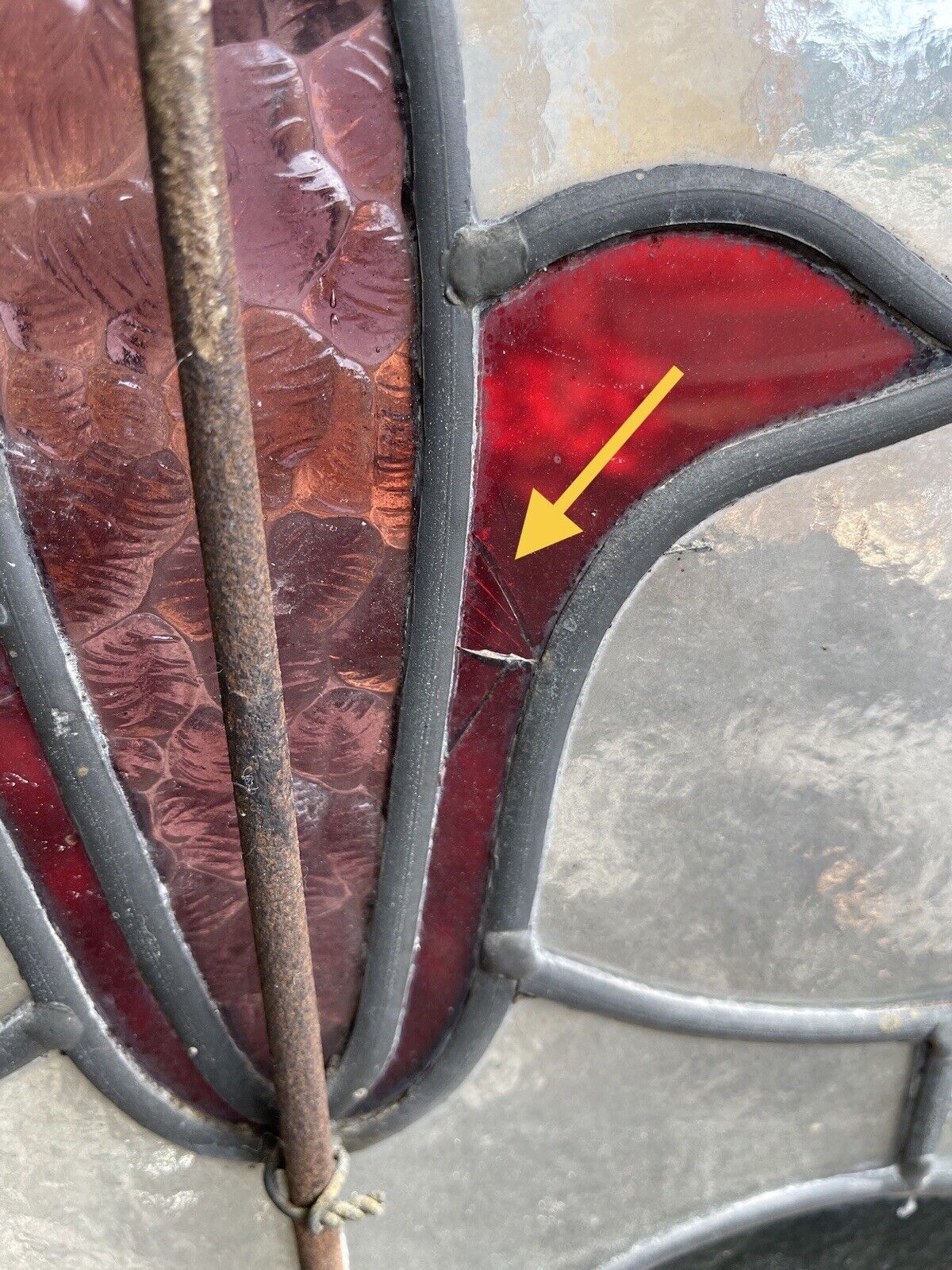 Reclaimed Leaded Light Stained Glass Art Nouveau Wooden Window Panel